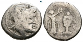 Anonymous circa 211-208 BC. Uncertain mint. Victoriatus AR