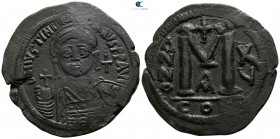 Justinian I. AD 527-565. Dated RY 15=AD 541/2. Constantinople. Follis Æ