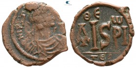 Justinian I. AD 527-565. Struck circa AD 538-552. Thessalonica. 16 Nummi Æ