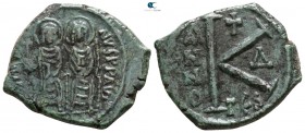 Justin II and Sophia AD 565-578. Byzantine. Half follis Æ