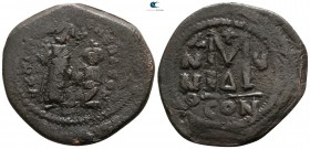 Heraclius with Heraclius Constantine AD 610-641. Constantinople. Follis Æ