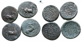 Lot of 4 greek bronze coins / SOLD AS SEEN, NO RETURN!<br><br>very fine<br><br>