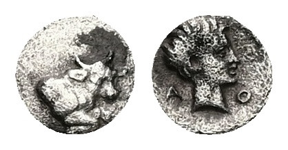 Asia Minor, Uncertain mint (Caria, Kasolaba?). AR, Tetartemorion, 0.13 g 5.83 mm...