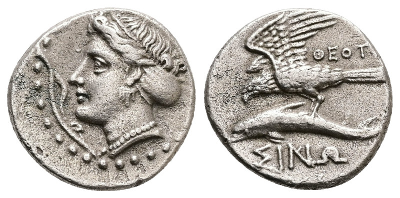 Paphlagonia, Sinope. AR Drachm, 4.49 g 18.65 mm. Circa 330-300 BC. Theot-, magis...