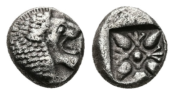 Ionia, Miletos. AR Obol or Hemihekte, 1.17 g 9.18 mm. Late 6th-early 5th century...