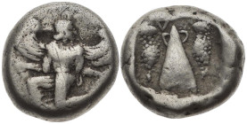 Caria, Kaunos AR Stater, 11.63 g 20.70 mm. Circa 450-430 BC. 
Obv: Winged Iris in kneeling-running stance to left, head to right, holding [kerykeion] ...