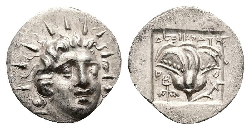 Caria, Rhodos. AR Hemidrachm, 1.29 g 14.10 mm. Circa 170-150 BC. Dexikrates, mag...