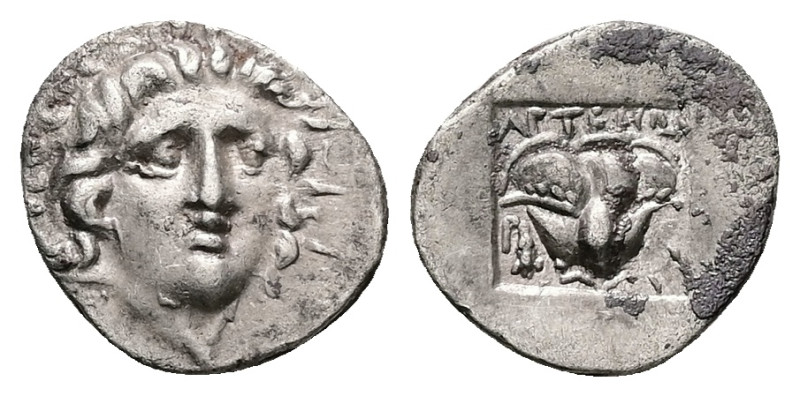 Caria, Rhodos. AR Hemidrachm, 1.31 g 14.02 mm. Circa 170-150 BC. Artemon, magist...