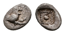 Caria, Uncertain. AR Hemiobol, 0.32 g 7.06 mm. 5th century BC. 
Obv: Forepart of a lion, right.
Rev: Pomegranate, doted border within an incuse.
Ref: ...