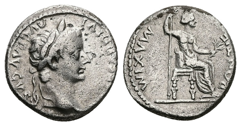 Tiberius, 14-37 AD. AR, Denarius, "Tribute Penny" type. 3.63 g. 17.88 mm. Lugdun...