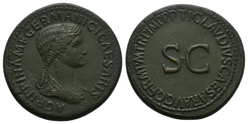 Agrippina I, died AD 33. AE, Sestertius. 29.33 g. 37.61 mm. Rome. Struck under C...