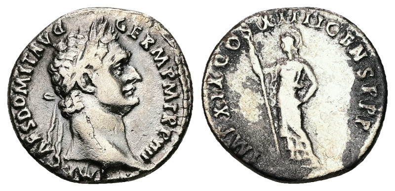 Domitian, AD 81-96. AR, Denarius. 2.88 g. 18.73 mm. Rome.
Obv: IMP CAES DOMIT AV...