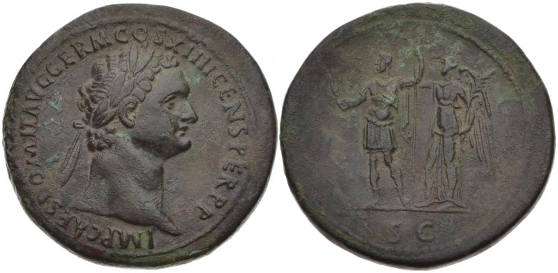 Domitian, AD 81-96. AE, Sestertius. 24.90 g. 36.63 mm. Rome.
Obv: IMP CAES DOMI...