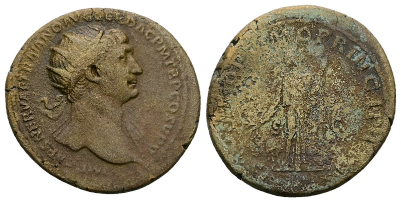 Trajan, AD 98-117. AE, Dupondius. 12.79 g. 29.00 mm. Rome.
Obv: IMP CAES NERVAE ...