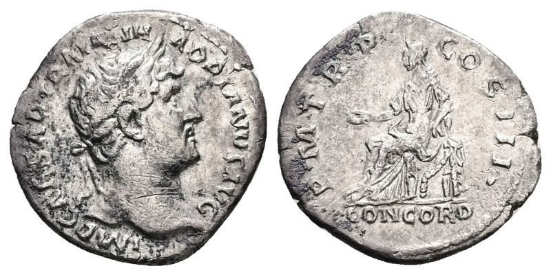 Hadrian, AD 117-138. AR, Denarius. 2.59 g. 20.16 mm. Rome.
Obv: IMP CAESAR TRAIA...