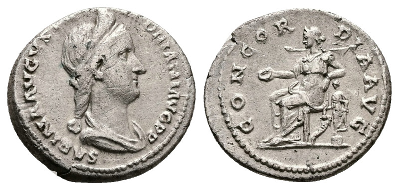 Sabina, AD 128-136/7. AR, Denarius. 3.00 g. 18.87 mm. Rome.
Obv: SABINA AVGVSTA ...