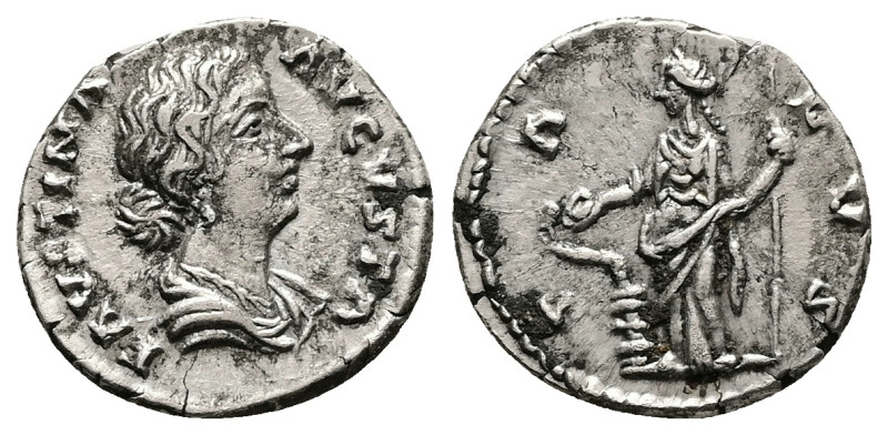 Faustina II, AD 147-175. AR, Denarius. 3.48 g. 17.90 mm. Rome.
Obv: FAVSTINA AVG...