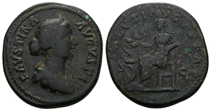 Faustina II, AD 147-175. AE, Sestertius. 22.32 g. 34.09 mm. Rome. 
Obv: FAVSTINA...