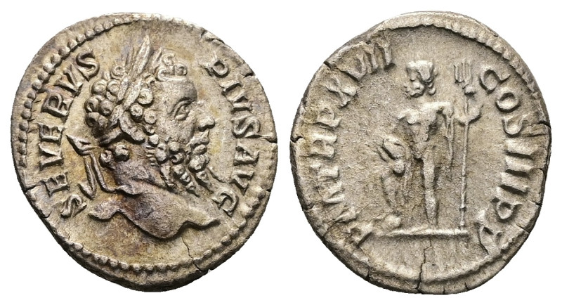 Septimius Severus, AD 193-211. AR, Denarius. 2.94 g. 19.46 mm.
Obv: SEVERVS PIVS...