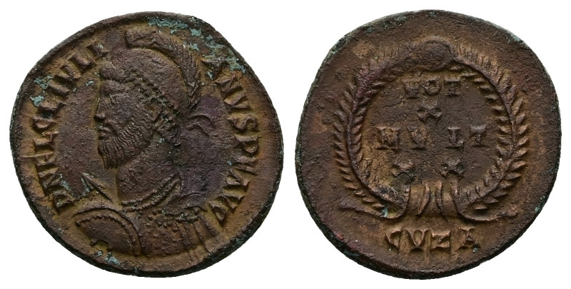 Julian II, AD 360-363. AE, Follis. 2.80 g. 21.06 mm. Cyzicus.
Obv: D N FL CL IVL...