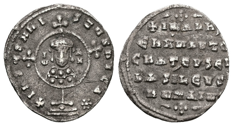 John I Tzimisces, AD 969-976. AR, Miliaresion. 1.76 g. 22.14 mm. Constantinople....