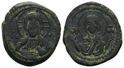 Anonymous Follis, Class G. Romanus IV, AD 1068-1071. AE, Follis. 11.52 g. 28.68 mm. Constantinople.
Obv: IC XC to left and right of bust of Christ, ni...