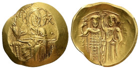 John III Ducas Vatatzes, AD 1222-1254. AV, Hyperpyron. 4.49 g. 25.44 mm. Magnesia.
Obv: Christ, bearded and nimbate, wearing tunic and kolobion, seate...