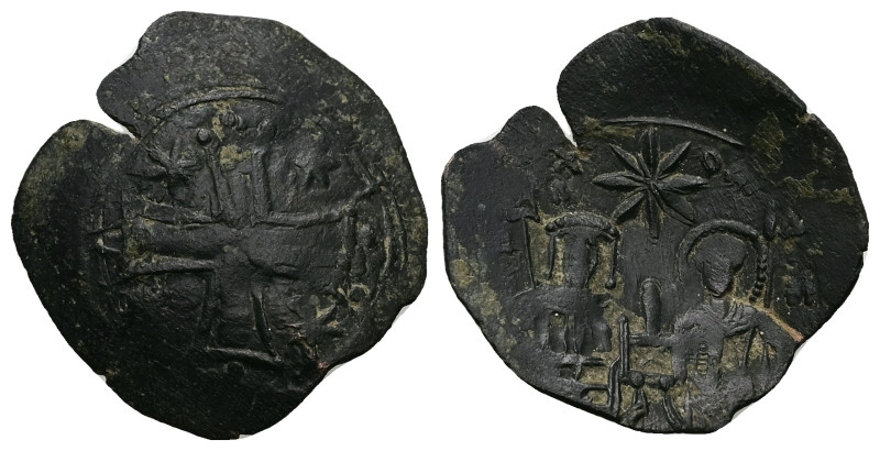 Michael VIII Palaeologus, AD 1261-1282. AE, Trachy. 2.65 g. 27.16 mm. Thessaloni...