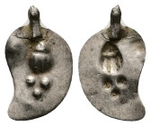 Silver leaf-shaped pendant (c. AD 3rd–4th centuries)
Roman leaf-shaped pendant with a suspension loop; decoration from both the front and the back; de...