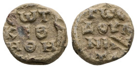PB Byzantine seal of Niketas (AD 7th–8th centuries)
Obv: Inscription of at least three lines: [Θ]εωτ[ώ]κε β[ω]ήθη. Wreath border.
Rev: Inscription of ...