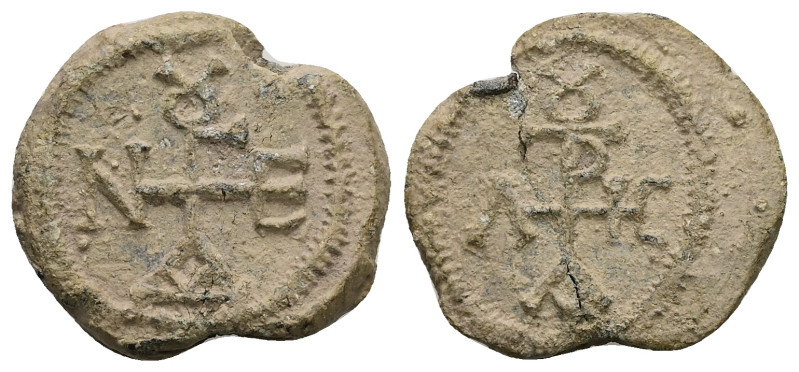 PB Byzantine seal of Gennadios stratelates (AD 6th–7th centuries)
Obv: Cruciform...