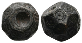 AE Islamic (Seljuk or Beyliks). Ten-dirham weight (AD 11th–13th centuries)
Polyhedron; each facet contains a bird’s eye motif but the top and bottom f...