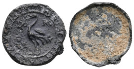 PB Venice. Theriac Capsule Seal (c. AD 17th century)
Obv: Radiant ostrich standing left; serpent in left field. Partly visible circular inscription: T...