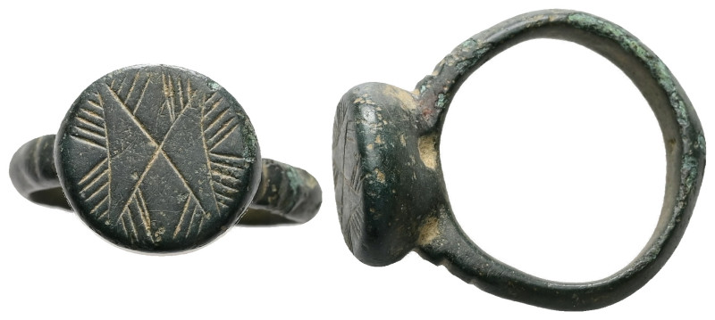 AE Byzantine finger-ring (c. AD 5th–6th centuries)
Bronze finger-ring; raised ro...