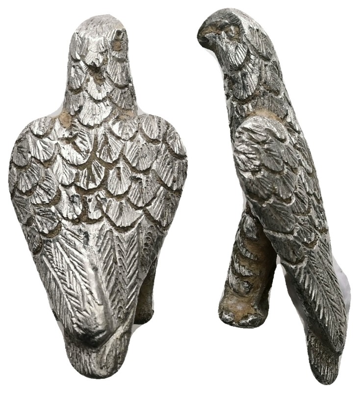 AR Roman Silver Eagle Statuette (AD 1st–2nd centuries).
A miniature silver eagl...