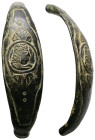 Western Asiatic ornament (AD 3rd–7th centuries)
A bronze decorated bangle made of bronze.
Weight: 20.27 g.
Diameter: 59.67 mm.