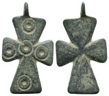 Pendant Cross. Middle Byzantine, 11thC.
Pendant Cross; bronze; cross patée, cast in one piece with loop for suspension.
Weight: 5.26 g. 
Diameter: 35....