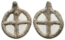 Medieval, Crusades. AD 9th-14 th Ceuntry. Lead Pilgrim’s cross amulet. 2.79 g. 22.73 mm.