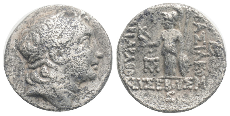 Greek
Kings of Cappadocia. Ariarathes 220-163 BC. Drachm AR, 3,9 g. 17,8 mm.