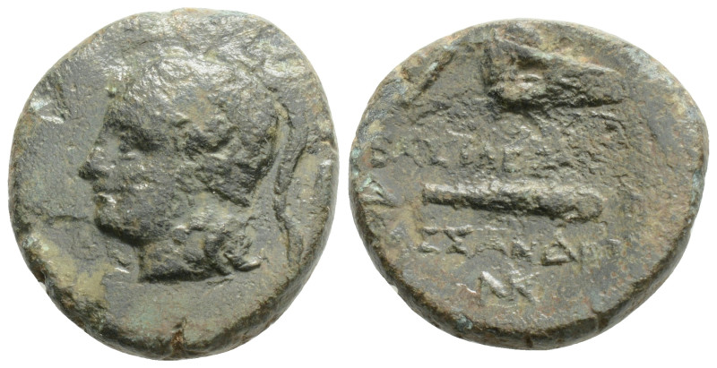 Greek
Kings of Macedon. Cassander (306-297 BC). Æ 21,5 (7,6 gm, ). Helmeted head...