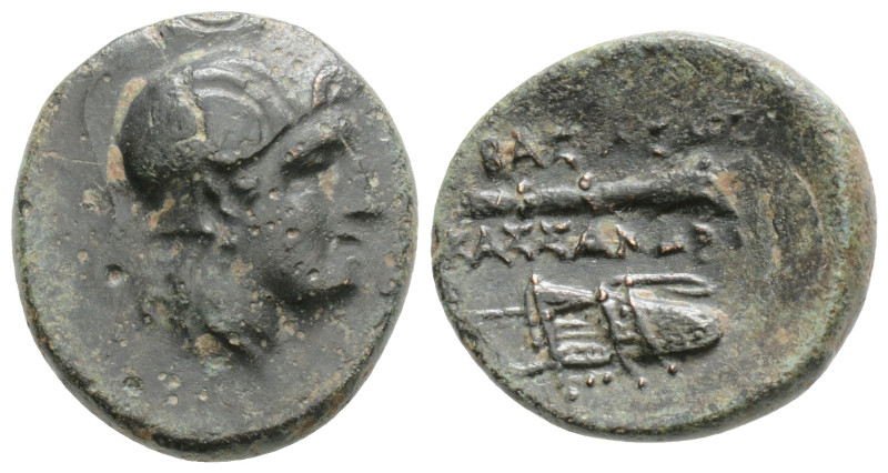 Greek
Kings of Macedon. Cassander (306-297 BC). Æ 18,4 (4,2 gm, ). Helmeted head...