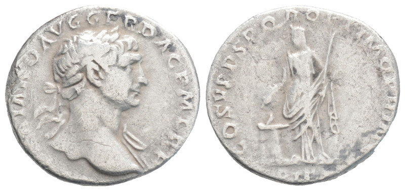 Roman Imperial Coins, Trajan. A.D. 98-117. AR denarius. Rome, A.D. 2,7 g. 17,9 m...