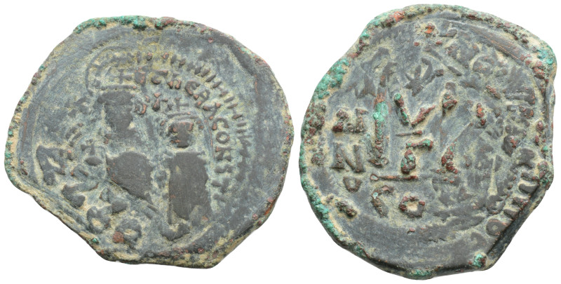 Byzantine Heraclius and Heraclius Constantine Æ 40 Nummi. Cyzicus, year 3 = AD 6...