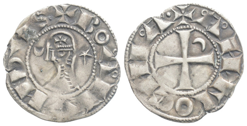 Medieval Crusaders, Antioch, Bohémond III (1163-1201 AD) AR Denier (18,1 mm, 0.8...