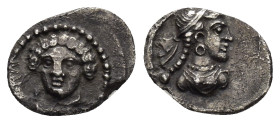 CILICIA. Tarsos. Datames (Satrap of Cilicia and Cappadocia, 384-361/0 BC). Obol. 
(0.72 Gr. 11mm)
Female head facing, with drapery around neck. 
Rev: ...