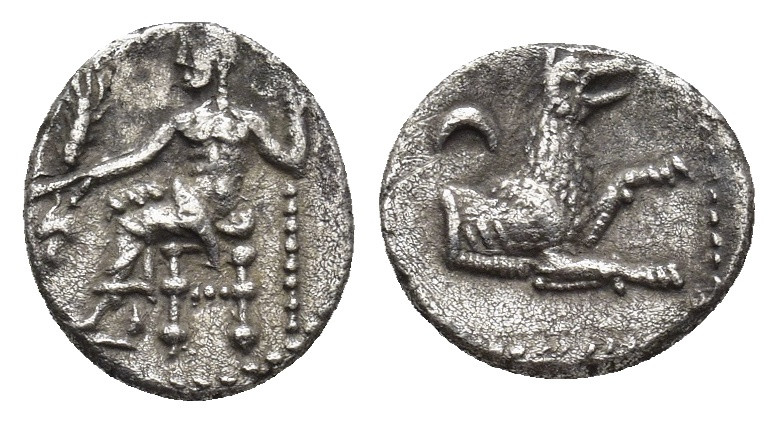Lykaonia, Laranda AR Obol. Circa 324-323 BC. (0.72 Gr. 10mm.)
Baaltars seated le...