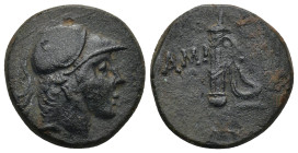 PONTUS, Amisos. Circa 100-85 BC. Æ (21mm, 7.9 g). Helmeted head of Ares right / Sword in sheath.