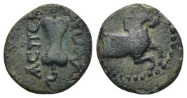 PAMPHYLIA. Aspendos. Ae (Circa 5th-3rd centuries BC). (16mm, 3.16 g) Obv: ΑΣΠΕΝ ΔΙΩΝ,Sling. Rev: Forepart of horse right.
