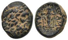 Phrygia, Apameia. 113-48 B.C. AE (19mm, 7.32 g) Magistrate Kelainos. Laureate head Zeus right, Rev. AΠAM[E] - KEΛAI - ΛEON ethnic and magistrate's nam...