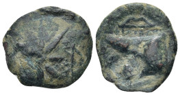 Pontos. Uncertain mint. Time of Mithradates VI Eupator circa 120-100 BC. Bronze Æ (21mm., 5.38 g). Star, bow to above. Bashlyk left, bow.